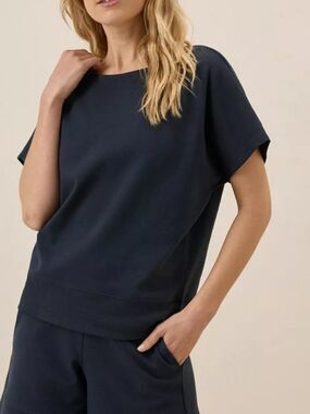 Pact Women's Size Large Organic Cotton Airplane Dolman Top In Midnight blue